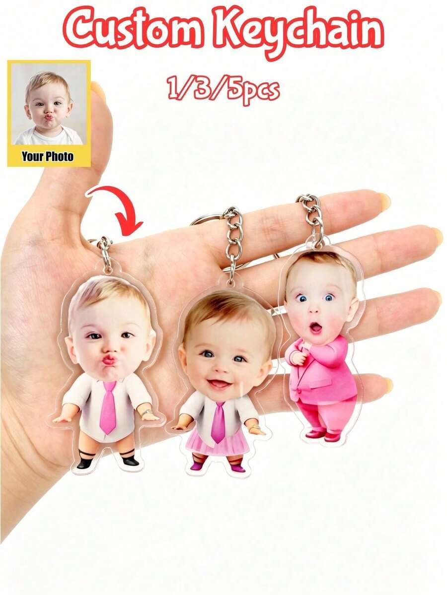 Customized Baby Photo Keychains And Personalized Acrylic Keychains-Also Precious Keepsakes. They Can Be Hung On Keys, Bags, Strollers, Or Suitcases. - Multicolor - View 1