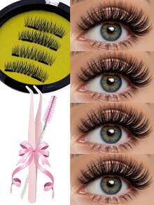 1 Pair Magnetic False Eyelashes, No Glue Needed, Long And Curly, Fluffy Cat Eye Effect, Reusable, Suitable For Daily Makeup, Cosplay Events, Party Looks And Date Nights, Perfect For Women And Girls Who Want Anime-Style Clustered Lashes - View 5