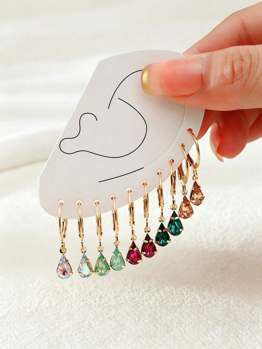 10pcs Minimalist Rectangular Earring Set - Multicolor - View 1