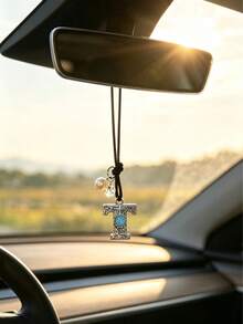 1 pieza Adorno colgante para el interior del coche con letra de corona de aleación de diamante, decoración para el espejo retrovisor del coche, colgante decorativo para el interior del coche - Unitalla - Ver 30
