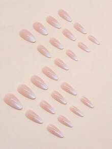 24pcs Long Almond Gradient Color Fake Nails, 1pc Nail File And 1pc Adhesive Tape To Create Charming Nail Art Style! Nail Art Supplies Set - Multicolor - View 2