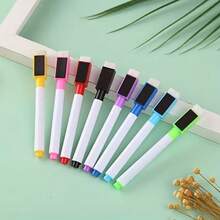 8pcs/16pcs Whiteboard Markers, Erasable Dry Erase Markers With Built-In Eraser, Random Colors, Erasable Colored Board Markers Chalkboard Pens; Suitable For Ceramic, Wood, Glass, Stationery - Whiteboard Marker - View 9