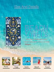 1 pieza Toalla de playa con tema de voleibol para niños, manta de playa extra grande de microfibra súper suave, toalla de baño súper absorbente, adecuada para viajes, piscina, buceo, surf, yoga, camping, disponible en varios tamaños, accesorios de playa para playa, piscina, viajes, camping, yoga - Multicolor - Ver 14