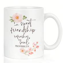 Friendship Coffee Mug, A Sweet Friendship Refreshes The Soul Proverbs 27:9, Encouraging Christian Friend Mug For Women, Best Friend Birthday Gifts, Christmas Gifts, Ceramic Cup 11 Oz - 白色 - 查看 9
