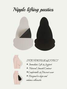 10pcs Disposable Invisible Seamless Leak-Proof Anti-Sag Lifting Breast Pads, Adjustable Size - 黑色 - 查看 6