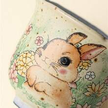 1pc Vintage Coarse Ceramic Hand-Painted Floral Rabbit Owner Cup, Tea Tasting Cup, Elegant Tea Set Small Cup - Multicolor - View 8