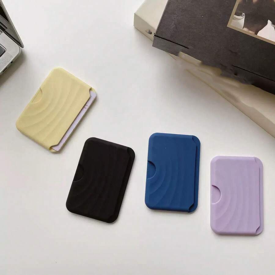 Apple Silicone Wave Card Holder Magnetic Magsafe Card Slot Solid Color Liquid Silicone Back Sticker Shockproof Card Holder
