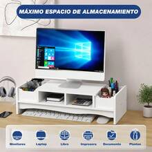 Soporte Monitor Escritorio De Madera De 2 Nivele Organizador YMYM - Granate - Ver 4