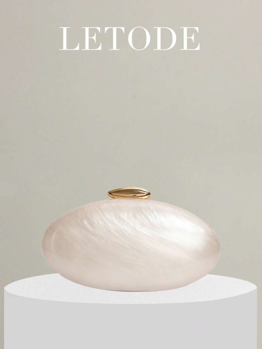 2025 Spring Fashion Wedding Clutch, Acrylic Glossy European & American Style Evening Handbag - White - View 1
