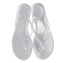 Chanclas de PVC Transparente Color Rosa Pastel, Sandalias Planas Impermeables para Mujer, Ideal para Baño, Hogar, Playa y Piscina en Verano - negro - Ver 8