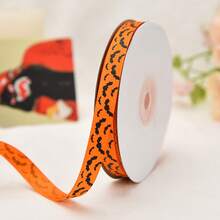 3Rolls/1Roll 1cm*2200cm Halloween Grosgrain Ribbon Set, Pumpkin Ghost Spider Web Pattern Decorative Ribbons For Gift Wrapping DIY Crafts - Multicolor - View 16