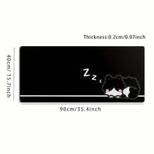 A Large Gaming Mouse Pad Featuring A Cute Black And White Sleeping Design On A Black Background.It Has A Non-Slip, Washable Rubber Base And Is A Spacious Desk Suitable Office Use.This Mouse Pad Is Computer Decoration - Mouse Pad - View 6