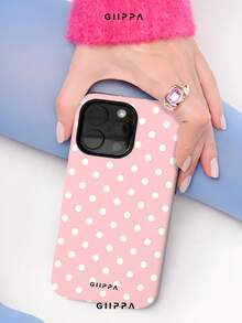 GIIPPA 1 pieza Funda de teléfono con diseño de patrón de lunares blancos sobre fondo rosa, compatible con Phone 17 Pro Max, Phone 16 Pro Max, 15 Pro Max, 14 Pro Max, funda de teléfono de moda de alta gama estilo coreano divertido, compatible con 11/12/13/14/15/16 Pro Max Plus, diseño elegante adecuado para hombres y mujeres, ¡regalo perfecto para novia en Navidad, Día de San Valentín, Pascua, temporada de bodas y cumpleaños! - Multicolor - Ver 5