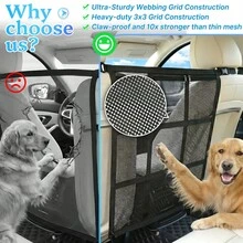 Dog Car Net Barrier, 27.2" X 22.4" Extra Large Pet Divider For SUV & Car, Sturdy 9-Grid Mesh Organizer With Zippered & Open Pockets, Secure Vehicle Barrier For Pets - 27.2" X 22.4" - View 4