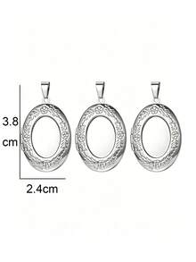 3pcs Fashion Stainless Steel 18K Gold Plated Heart Oval Portrait Relief Locket Pendant, Locket Photo Box With Flip Cover, DIY Unique Ideal Gift For Friends Birthday, Family, Mom/Grandma/Wife Anniversary Gift, Autumn Fashion, Casual, Vintage, Personalized, Daily Wear, Party, Mother's Day, Valentine's Day, Graduation, Wedding - Multicolor - View 40