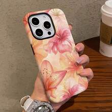 Phone Case - Phone Case Vintage Romantic Floral Phone Case For Iphone 17 17Pro 16Promax 15Pro 13 11 12 X XS 8Plus 7 Glossy 2In1 Design - 白色 - 查看 5