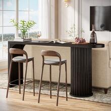 Tribesigns 63-Inch Kitchen Island Table, Modern Narrow Stationary Island Table With Fluted Cylindrical Base, Indoor Home Bar Unit For Kitchen, Living Room, Dining Room, Bistro - 黑色 - 查看 3