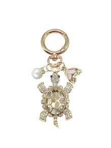 Crystal Turtle Keychain Pendant With Rhinestones, Pearl And Ocean Charms, Metal Alloy Keyring - Multicolor - View 19