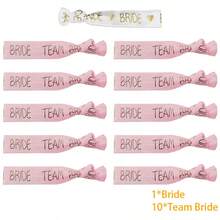 11pcs Fashion Polyester+Spandex Bridal Party Wristband Set - 1pc White Bride Style & 10pcs Bridesmaid Style - Wedding Bachelorette Party/Girlfriend Party Celebration Accessories - A - View 10