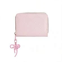 Pink Pendant Small Wallet For Women, Accordion Card Holder, Large Capacity, Versatile Minimalist Coin Purse, In Stock - Multicolor - View 7