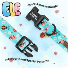 Elegant Little Tail Blue Dog Collar Cute Ladybug Print Fabric Pet Collar Adjustable Soft Pet Collar For Small Medium Large Dogs - Sky Blue - View 5