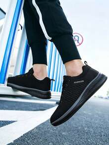 Giày thể thao nam cỡ lớn, giày lưới thoáng khí mới, kiểu dáng cổ điển, thoải mái khi đi bộ, đa năng và phù hợp với quần jeans. - Đen và bạc - Xem 7