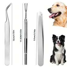 Stainless Steel Pet Grooming 3 Pieces Set, Flea Comb, Portable And Washable, Suitable For Long-Haired And Short-Haired Cats And Dogs, Home And Outdoor Daily Pet Care Supplies - View 9