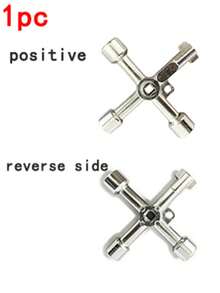 1pc 4-In-1 Multi-Function Key Wrench, Zinc Alloy Cross/Triangle/Hexagon Wrench, Universal Tool For Elevator, Electrical Cabinet, Water Meter Valve And Industrial Maintenance - A - View 12