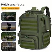 Multifunctional Durable Tactical Fishing Backpack With Rod Holder, Large Capacity Multi-Purpose Fishing Gear Storage Bag, Waterproof MOLLE Equipment Bag, Breathable Mesh Back And Shoulder Straps, Side Water Bottle And Pliers Pockets, Suitable For Hiking, Camping, Cycling, Travel - Multicolor - View 8