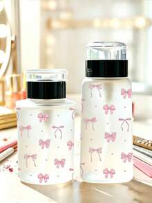 Bow Tie Pattern Nail Polish Remover Bottle, Suitable For Nail Polish Remover - Refillable Travel Packaging Bottle, Suitable For Home, Salon, And Travel Use. Dome Design, Hand Wash Only, Reusable , Makeup Remover Bottle, Travel Essentials - Multicolor - View 3