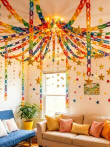 100/200pcs Rainbow Paper Chain DTY Handmade Set, Colorful Interlocking ...