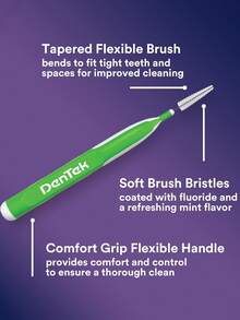 Dentek Plaque Control EASY BRUSH 超迷你牙刷 16入,超細刷毛適用狹窄空間,去除牙菌斑,溫和呵護牙齦,防滑手柄,適合隨身攜帶使用 - 紫色 - 查看 4