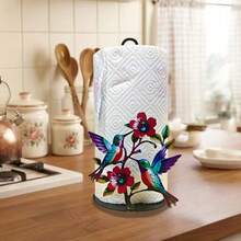 Bird Pattern Kitchen And Dining Room Paper Towel Holder, Space-Saving Design, Durable Kitchen Supplies, Vertical Storage, Elegant And Sturdy Paper Towel Rack - Multicolor - View 5