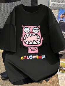 Women's Short-Sleeved Summer T-Shirt, Stylish Design, Slim Fit, Cartoon Print, Made Of Pure Cotton, Top, Basic Shirt. #3333 - 白色 - 查看 5