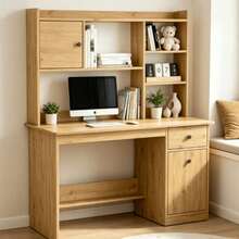 1 Pc Modern Style Integrated Desk With Large 145cm Tabletop, Solid Wood Desk With Drawers, Storage And Cabinets, Wooden Desk, Home Office Desk, Computer Desk, Writing Desk, Office Desk, Work Desk - Multicolor - View 6