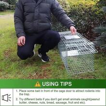 Foldable Galvanized Metal Live‑Catch Animal Trap Cage, Rust‑Resistant Reusable Portable Rescue Capture Tool, Suitable For Outdoor Stray Animal Trapping And Rescue - A - View 3