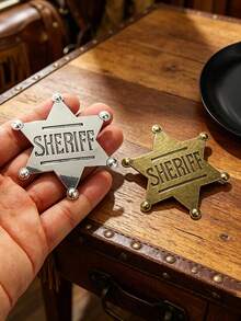 Sheriff Star Badge, Western Cowboy Role Play Prop For Stage Performance, Vintage Style Badge, Party Costume Accessory, Suitable As Gift And Collectible For Family Or Friends At Birthday Party Or Holiday - Multicolor - View 5