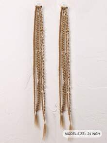 24 Inch Handmade Bohemian Style Clip-In Braided Hair Extensions, Bohemian Style Dreadlocks With Beads And Exquisite Accessories, Women's Braided Hair - Multicolor - View 3