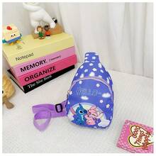 Disney Stitch & Angel 迷你斜挎胸包，Lilo & Stitch 卡通腰包，可調節肩帶輕量尼龍休閒單肩包，戶外旅行日常便攜包，可愛滿版印花卡通胸包，生日節日禮物，開學季 - 粉色 - 查看 4
