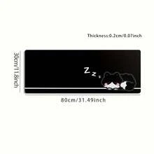 A Large Gaming Mouse Pad Featuring A Cute Black And White Sleeping Design On A Black Background.It Has A Non-Slip, Washable Rubber Base And Is A Spacious Desk Suitable Office Use.This Mouse Pad Is Computer Decoration - Mouse Pad - View 7