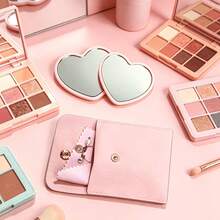 Juego de 1/2/20 piezas Espejo de maquillaje con forma de corazón y bolsa de maquillaje en rosa, blanco, negro y verde, Espejo de maquillaje portátil de vidrio rosa con bolsa de maquillaje exquisita, Espejo de bolsillo compacto adecuado para viajes, regalos del Día de San Valentín, Navidad, decoración del hogar y regalos festivos, recuerdos de temporada de graduación, bodas, reuniones familiares - A - Ver 7