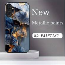 Metallic Paint Tempered Glass Phone Case Suitable For Samsung Galaxy A14 A24 4G A04 A04S A05 A05S A06 AiPhone13 A15 AiPhone16 A22 A23 A24 A25 A26 A32 A33 A34 A35 A52 A52S A53 A54 A55 A56 5G Galaxy S21 S23 S24 25 FE S22 Plus Ultra 25 Edge Fashion Beauty Soft - Black - View 5