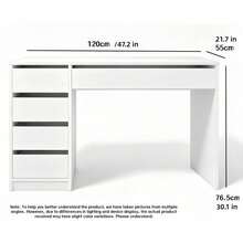 Modern Luxury White Office Desk, Size: 120*55*76.5cm, Integrated Storage Design, 4 Drawers,Hidden Pull Handles, Rounded Desktop, Suitable For Home, Office And Study,Computer Desk,Writing Desk,Office Desk,Work Desk,Solid Wood Desk - Desk - View 12