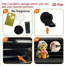 2D Acrylic Cute Turtle Car Air Vent Clip, Acrylic Car Aromatherapy Diffuser With Scent Pad, Cartoon Turtle Car Interior Decor, Car Air Freshener Ornament, Christmas Gift, Gift For Boyfriend - View 4