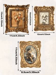 1pc Vintage Gold Square Photo Frame Decor, Includes 1 Paper Insert, Suitable For Home Decoration, Photo Display, Gift For Birthday, Graduation - Multiple Styles - View 16