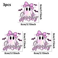 1 peça/2 peças/3 peças Adesivos de Transferência de Calor com Padrão de Laço de Fantasma Rosa de Halloween, Adequado para Camisetas DIY, Denim, Almofadas, Mochilas, Bonés e Capas de Sofá, À Prova d'Água, Resistente ao Desbotamento, Durável, Lavável, Adesivos de Plástico, Padrões Divertidos, Decoração de Tecido, Embelezamento de Roupas, Entusiastas de Artesanato - Multicolorido - Visão 4