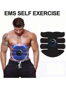 AXH. 3-In-1 Abdominal Muscle Stimulator, Muscle Shaping Device, Portable Muscle Trainer, Smart Wireless Fitness Equipment, Unisex, Suitable For Abdominal/Arm/Leg Workout, Home And Office Use - Black - View 4