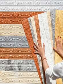 1 Rolle 4,72 x 90,5 Zoll selbstklebende Schaumstoff-Tapetenbordüre, abziehbarer und klebbarer Taillenleisten-Aufkleber, dekorative Eckleiste mit Blumenmuster, selbstklebender Randstreifen, geeignet für verschiedene Wandkanten, Decken, Büros, Lagerhäuser, Wohnzimmer, Türrahmen - C - Übersicht 5