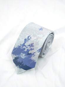 Fashionable Unisex Whale Embroidered Tie, Suitable For Campus Style And Preppy Daily Wear - Multicolor - View 8