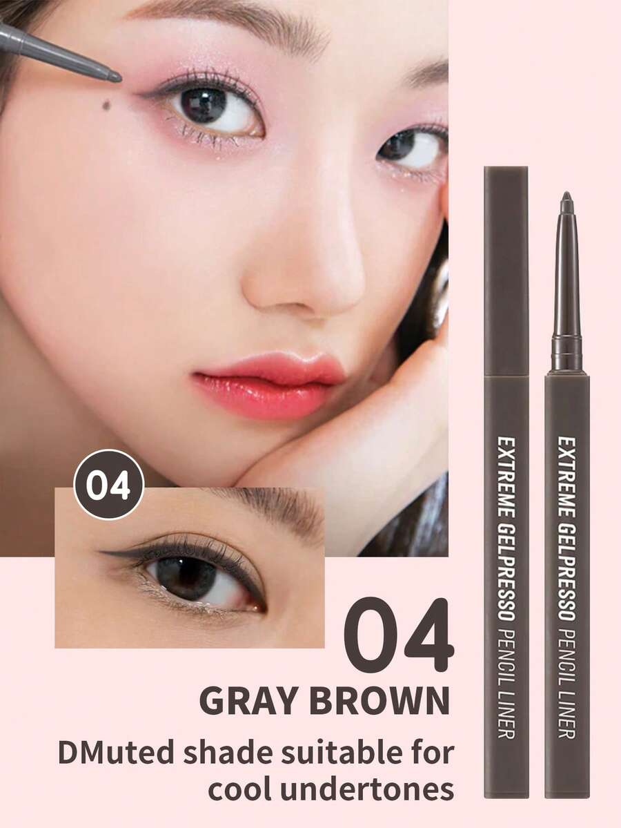 CLIO Extreme Gelpresso 可伸縮眼線筆 #04 灰棕色 1支 0.35g,免削尖奶油凝膠筆尖,防水抗油,冷調低調色,適合優雅日常妝容與新手內眼線勾勒 - 04 灰棕色 - 查看 1